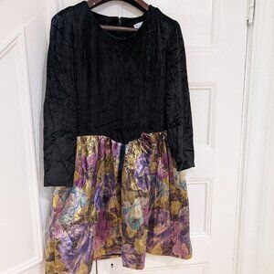 By Berkeley Women's Black Velvet Top Colorful Brocade Skirt Size 13P